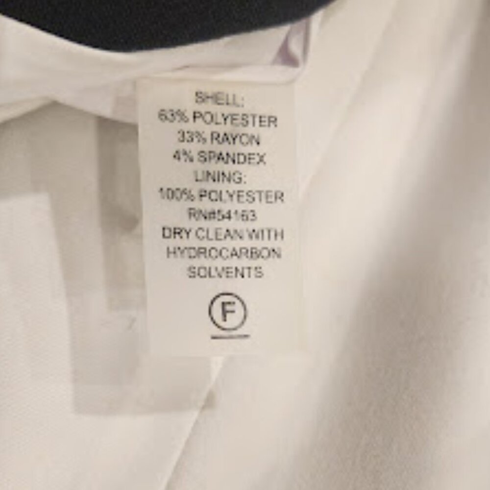 Calvin Klein dress white with black neck trim and black, white belt. Size 12 - Picture 7 of 8